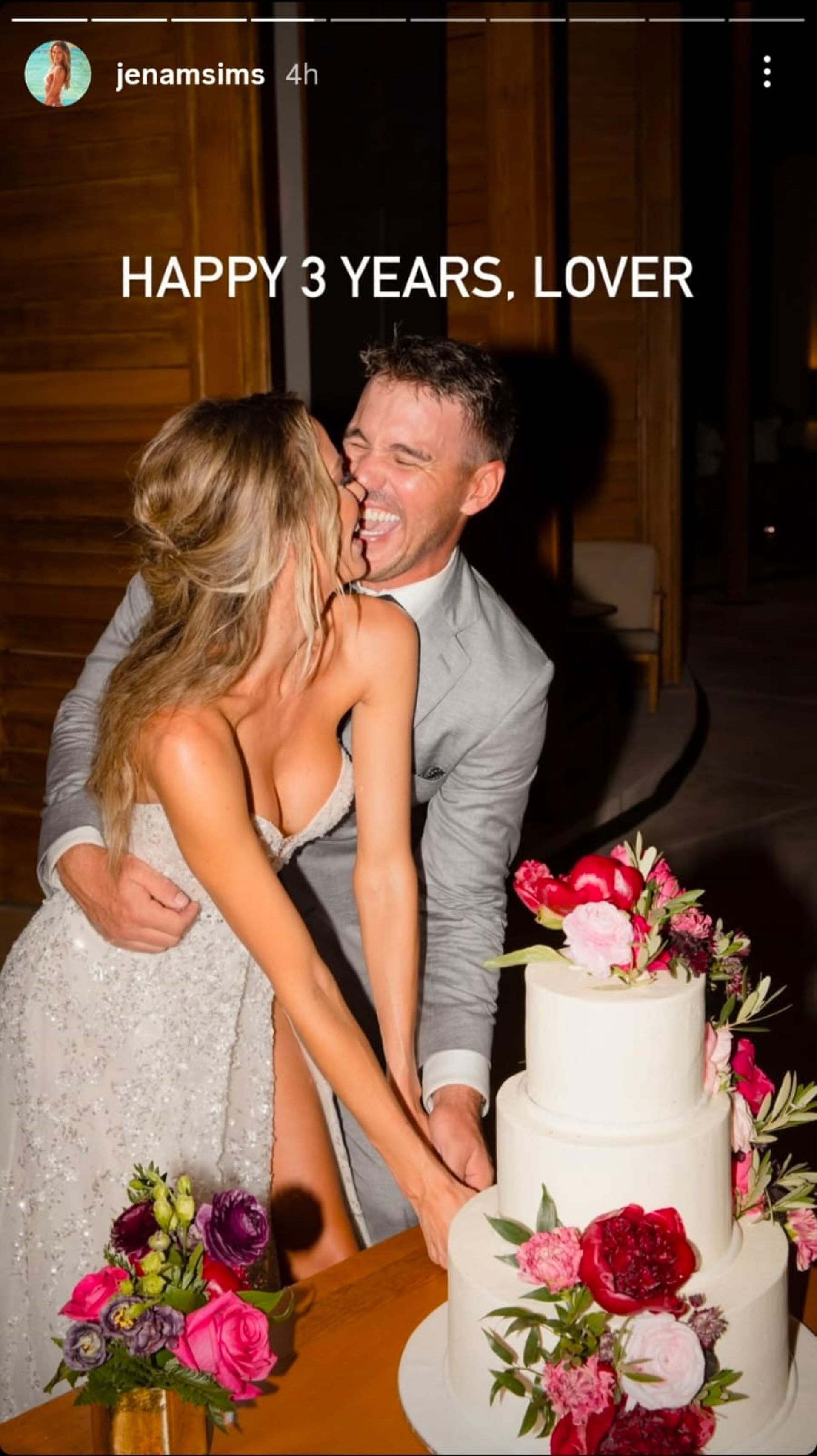 Jena Sims shares a picture with her husband Brooks Koepka from their wedding day (via @jenasims)